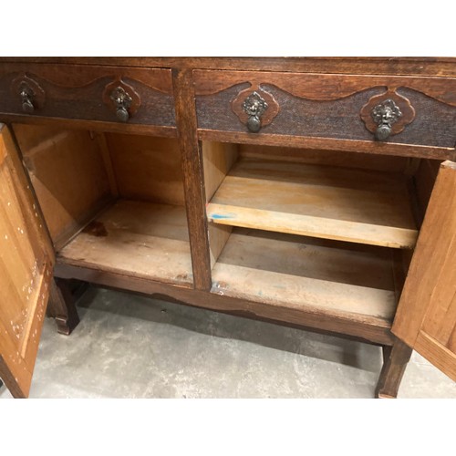 94 - Edwardian oak mirror back sideboard 91H 108W 48D