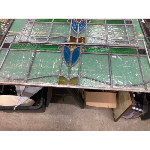 162 - 4 stained glass panels (as found) 2x 34 x 86cm, 38 x 81cm & 39 x 95cm