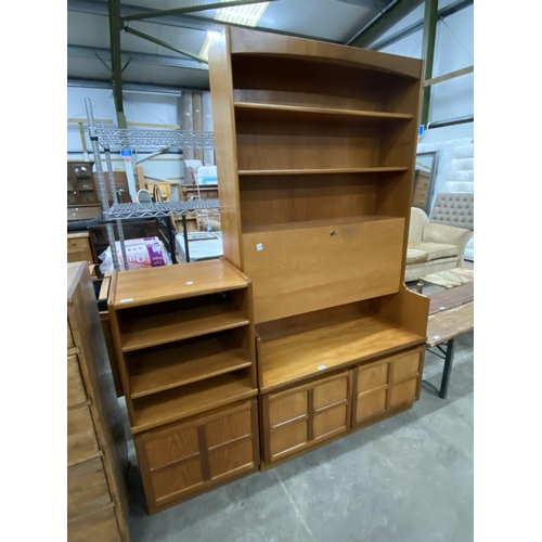 142 - Mid century Nathan 'Squares' teak bookcase 194H 102W 46D and a matching media stand 102H 51W 45D