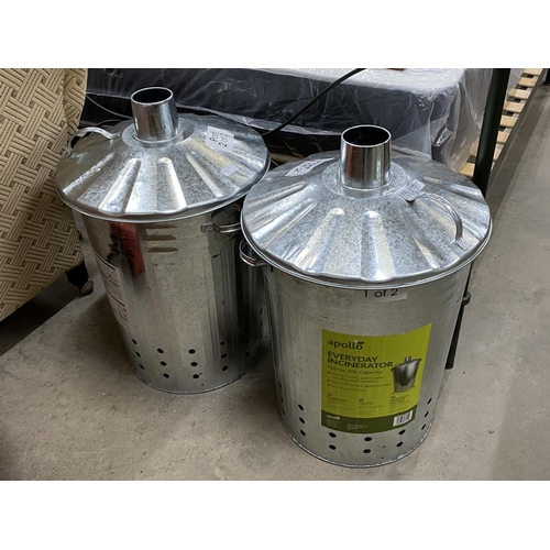 91 - 2x 80L garden incinerators (new)