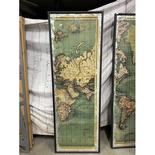 132 - 4 piece world map wall plaque (each panel 183H 63W)