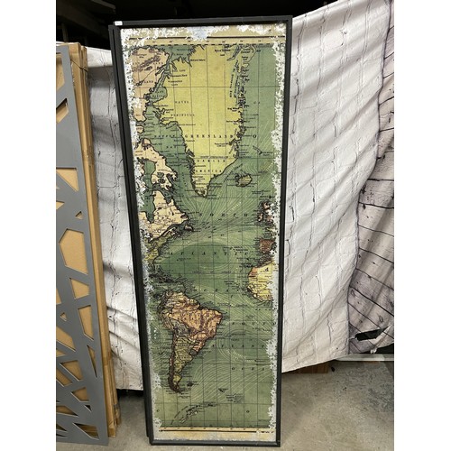 132 - 4 piece world map wall plaque (each panel 183H 63W)