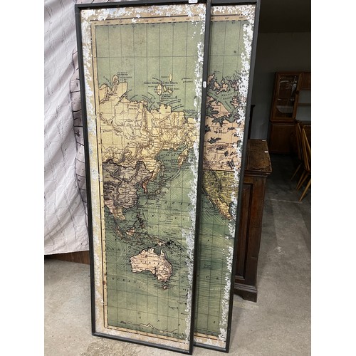 132 - 4 piece world map wall plaque (each panel 183H 63W)