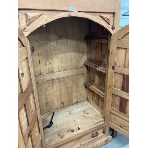 71 - Rustic Mexican pine two door/one drawer wardrobe 180H 105W 60D