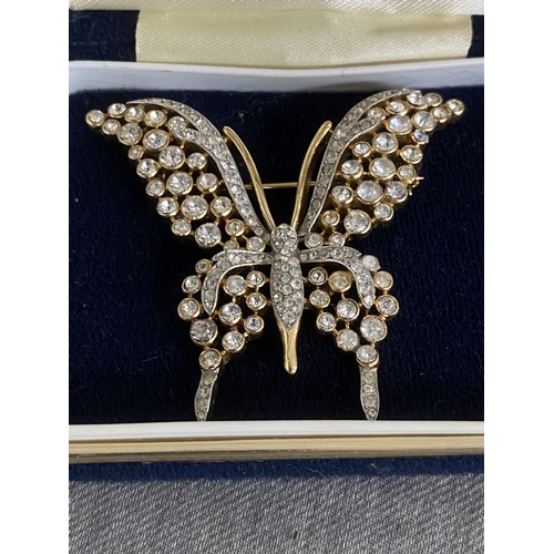 393 - Crown Trifari paste set Butterfly brooch