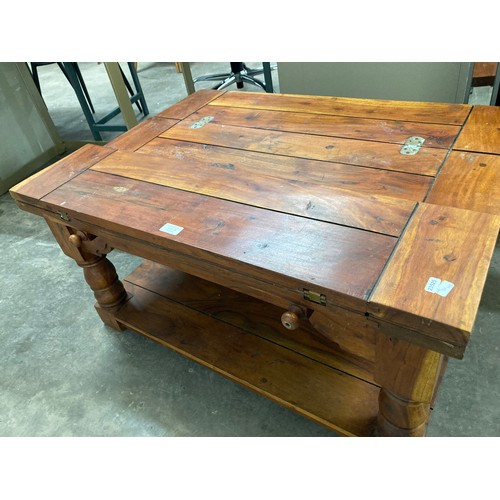 15 - Mexican pine fold over coffee table 46H 90W 45-90D