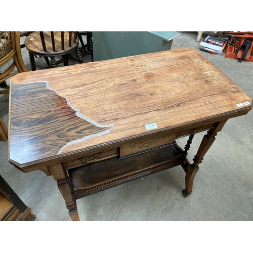 61 - Victorian mahogany fold over games table (top as seen) 75H 83W 45-83D