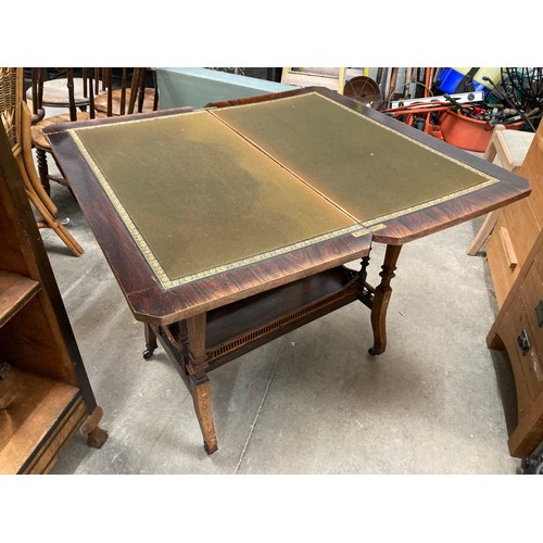 61 - Victorian mahogany fold over games table (top as seen) 75H 83W 45-83D