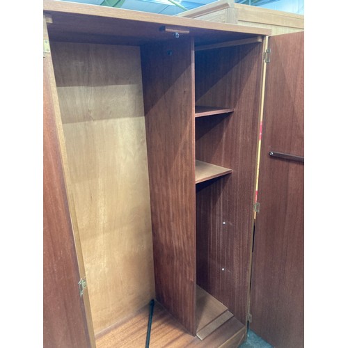 118 - Mid century teak 'Austinsuite' two door wardrobe with hanging rail and shelves to the interior 173H ... 