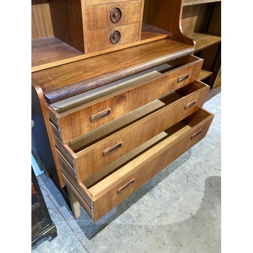 164 - Mid century teak (possibly Johannes Sorth) Secretaire with pull out desk 155H 76W 38D