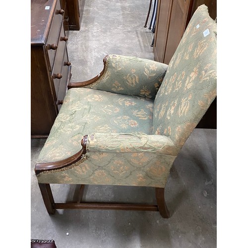 93 - 19th century Gainsborough style mahogany framed armchair 92H 65W (for restoration)