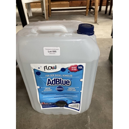 595 - 10L container of AdBlue efficiency additive for SGR diesel vehicles ISO22241 compliant