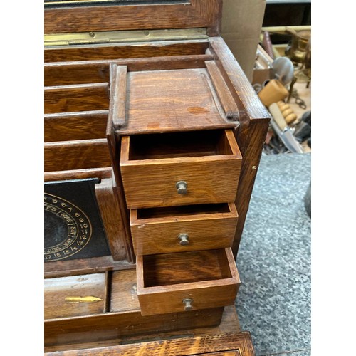 295 - Edwardian oak portable office/ writing box 41W 27H 22D