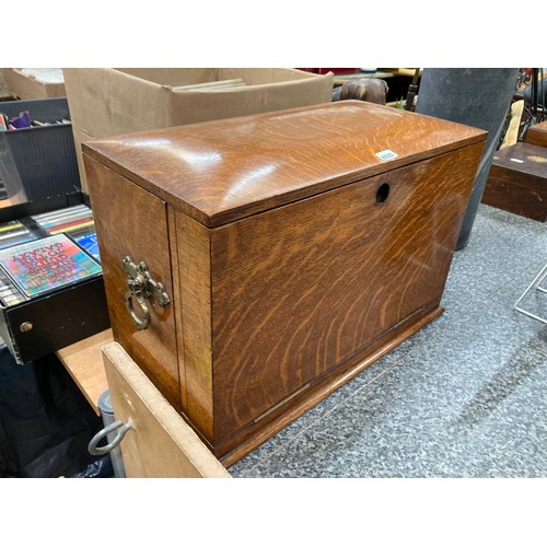 295 - Edwardian oak portable office/ writing box 41W 27H 22D