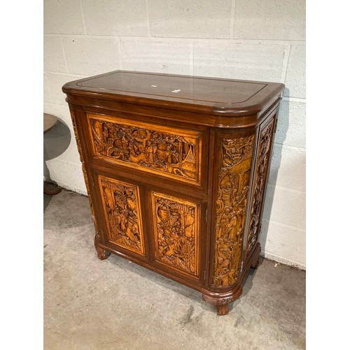 112 - Oriental Camphor wood cocktail cabinet/bar 105H 91W 46D