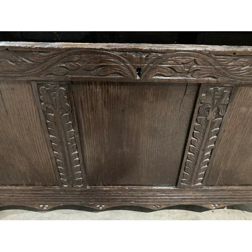 117 - 18th century carved oak Dutch coffer 70H 110W 50D