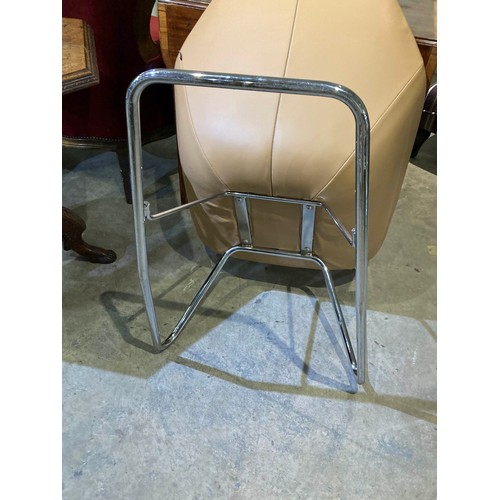 140 - Allermuir tan leather 'Famiglia' chair with chrome tilt frame 110H 66W