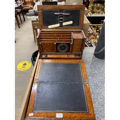 295 - Edwardian oak portable office/ writing box 41W 27H 22D