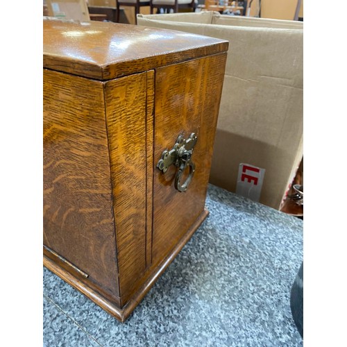 295 - Edwardian oak portable office/ writing box 41W 27H 22D