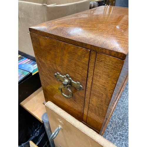 295 - Edwardian oak portable office/ writing box 41W 27H 22D