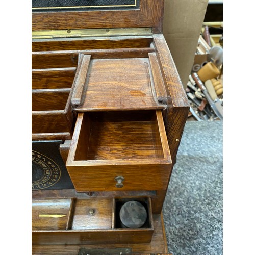 295 - Edwardian oak portable office/ writing box 41W 27H 22D