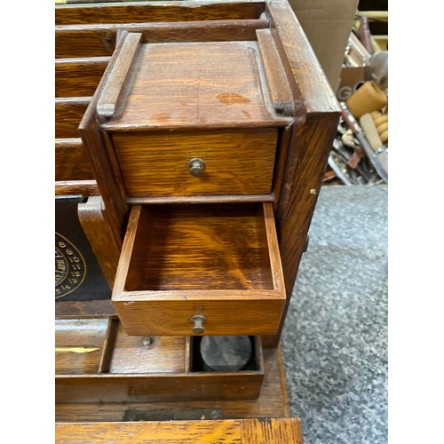 295 - Edwardian oak portable office/ writing box 41W 27H 22D