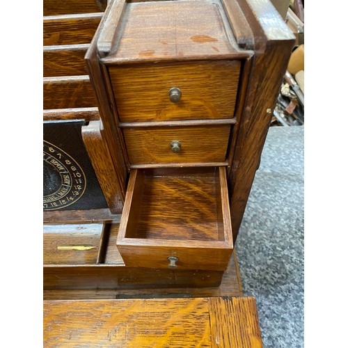 295 - Edwardian oak portable office/ writing box 41W 27H 22D