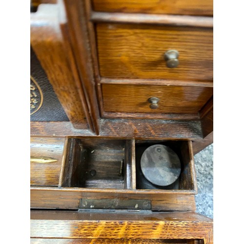 295 - Edwardian oak portable office/ writing box 41W 27H 22D