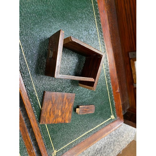 297 - Edwardian oak portable office/ writing box with silver mount inscribed 'Presented to Arthur T. Smith... 