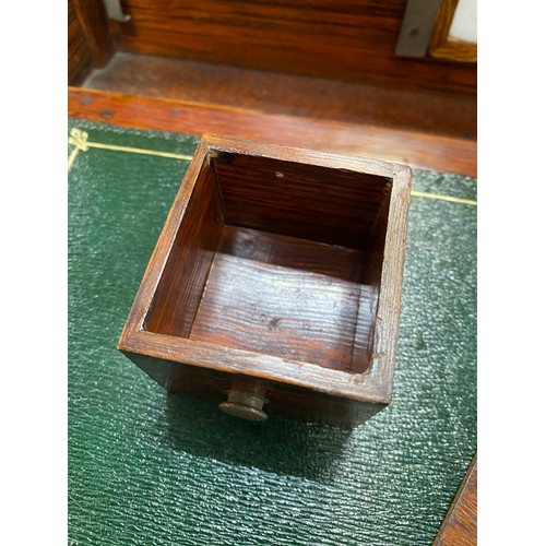 297 - Edwardian oak portable office/ writing box with silver mount inscribed 'Presented to Arthur T. Smith... 