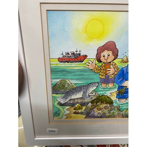 276 - Framed original Postman Pat 'Seaside Outing' artwork related to the children's magazine 'Toybox Teac... 