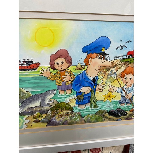 276 - Framed original Postman Pat 'Seaside Outing' artwork related to the children's magazine 'Toybox Teac... 