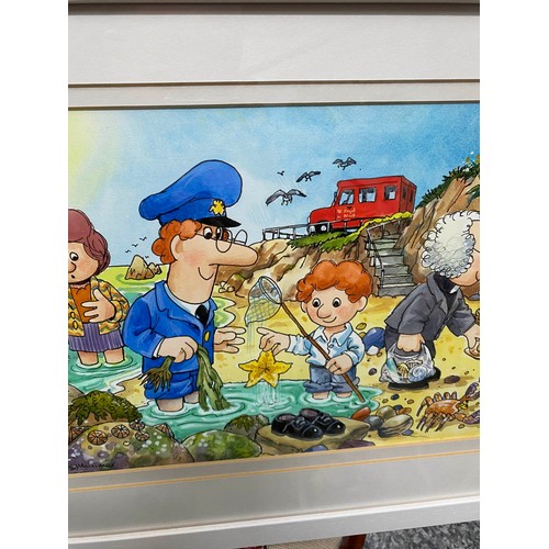 276 - Framed original Postman Pat 'Seaside Outing' artwork related to the children's magazine 'Toybox Teac... 