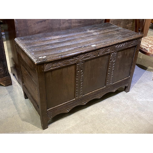 237 - 18th century carved oak Dutch coffer 70H 110W 50D