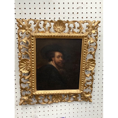 484 - Gilt framed copy of Peter Paul Rubens self portrait oleograph 35x32cm