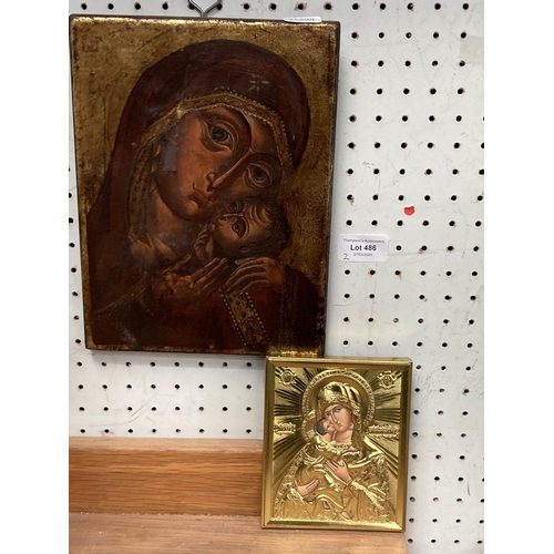 486 - Two religious icons 11x13cm & 18x24cm