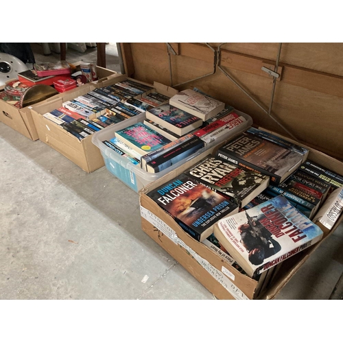 620 - 3 containers of books including Chris Ryan, Duncan Falconer, Jo Nesbo, Jeffrey Deaver etc and a box ... 