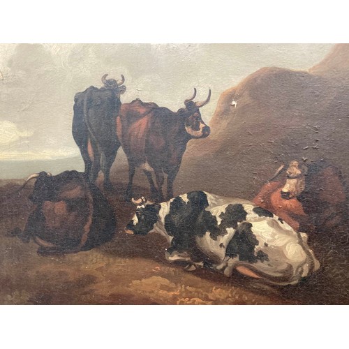 278 - Gilt framed Thomas Sidney Cooper (1803-1902) oil painting on canvas of cows (canvas 55x72cm, frame 6... 