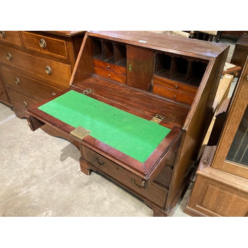 241 - George lll mahogany bureau 98H 71W 40D