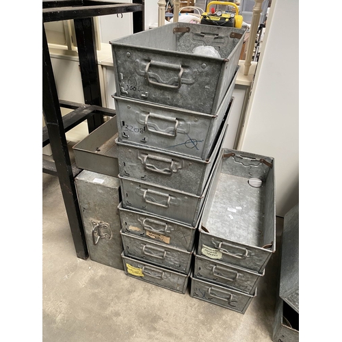 61 - Assorted French zinc troughs in various sizes including 15H 60W 30D