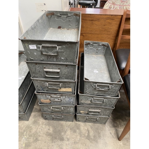 62 - Assorted French zinc troughs in various sizes including 15H 60W 30D