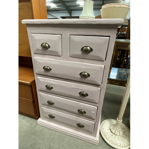 67 - Painted pine 2 over 4 chest of drawers 110H 70W 50D
