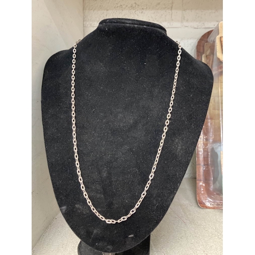 353 - 925 silver chain link neck chain, 56cm
