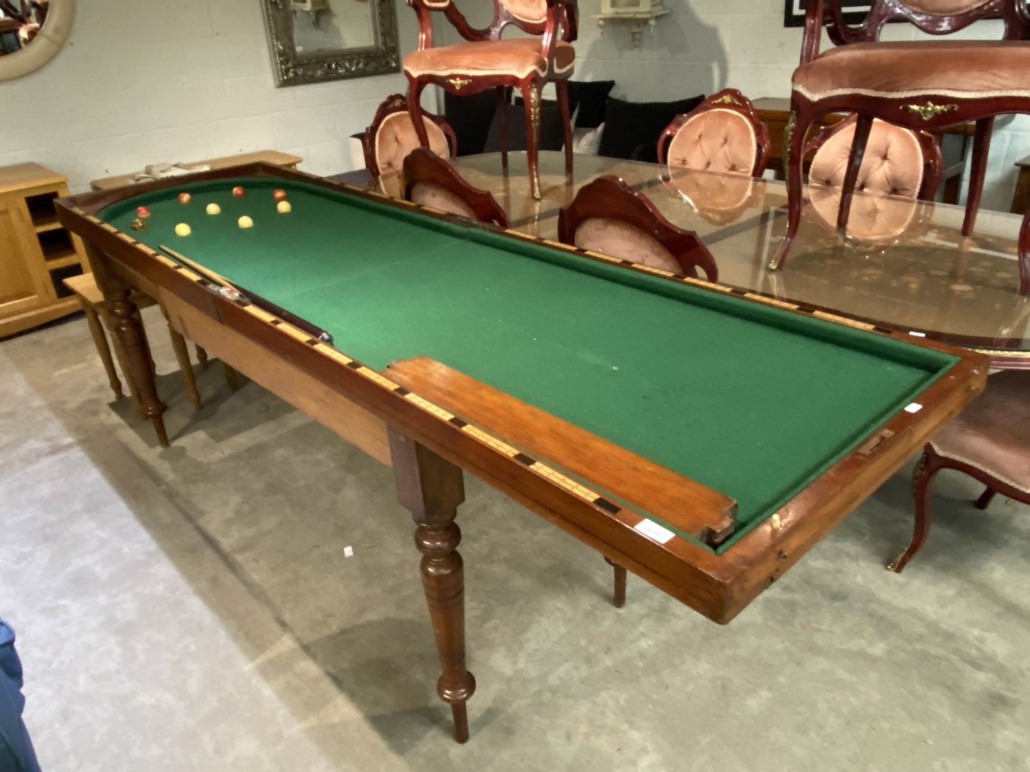 Late 19th century Victorian mahogany folding bar billiards table with ...