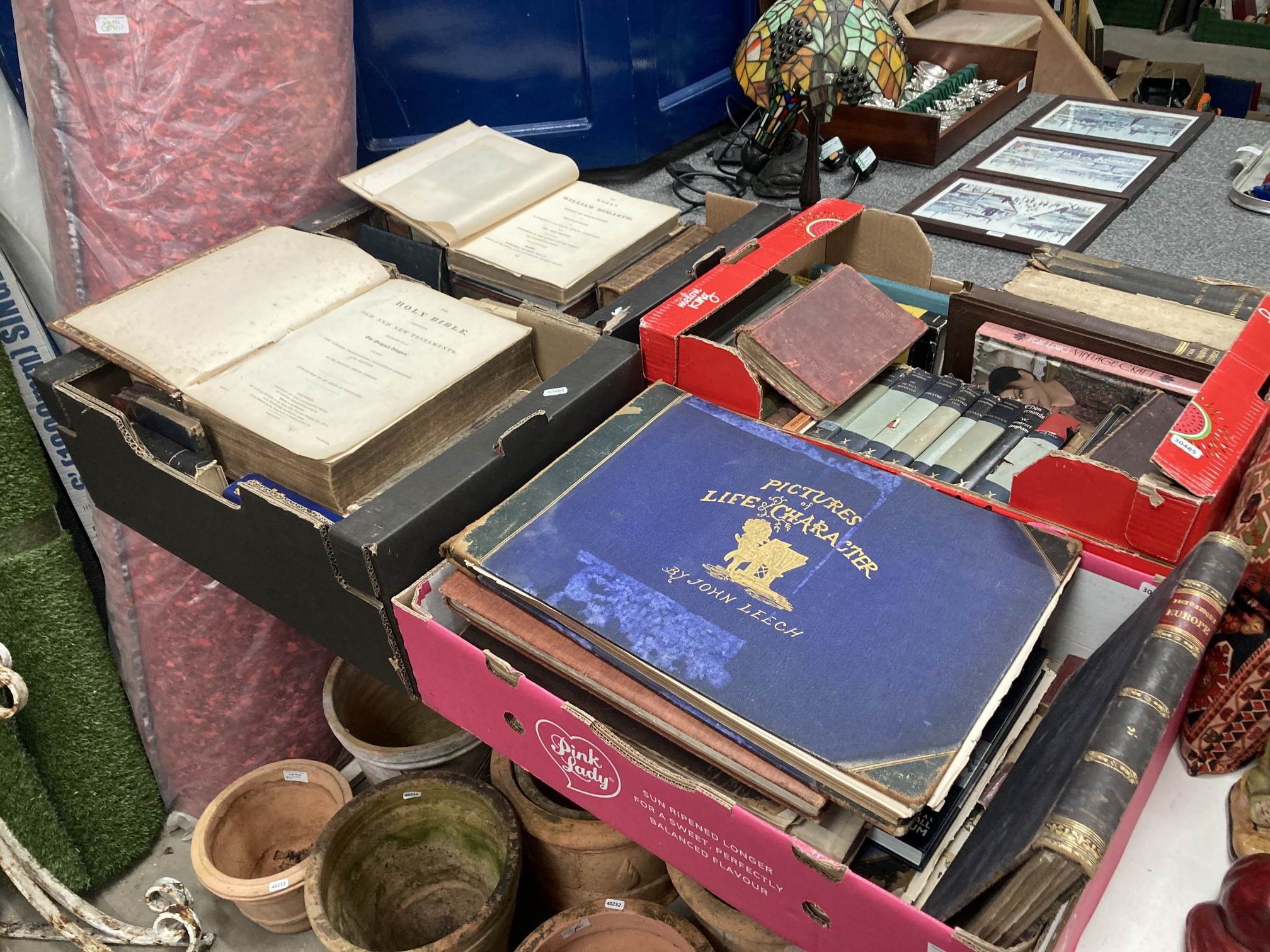 4 boxes of antique and collectable books, including Pictures of Life ...