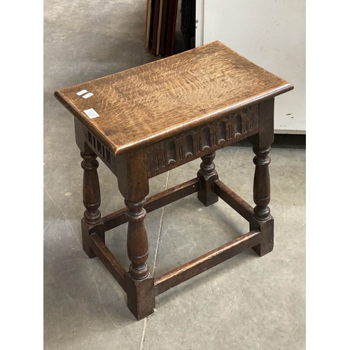 130 - 17th century style oak joint stool 52H 47W 30D