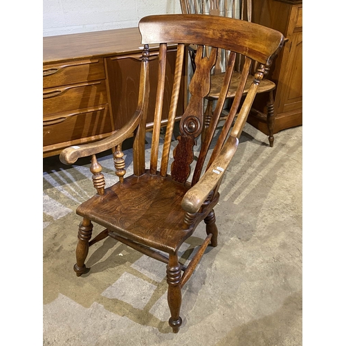 132 - Victorian beech farmhouse kitchen chair 98H 60W