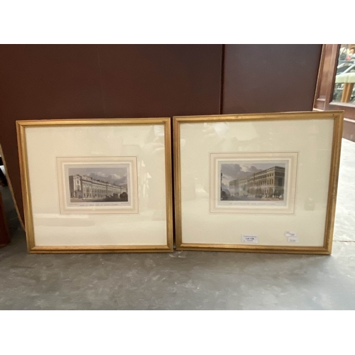 138 - 2 framed coloured etchings - 'The Custom House, From Thames Street' & 'Part Of West Side Of Regent S... 