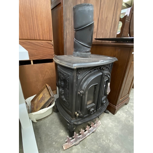 148 - Clarke Junior Victoria ll cast iron wood burning stove 129H 55W 40D