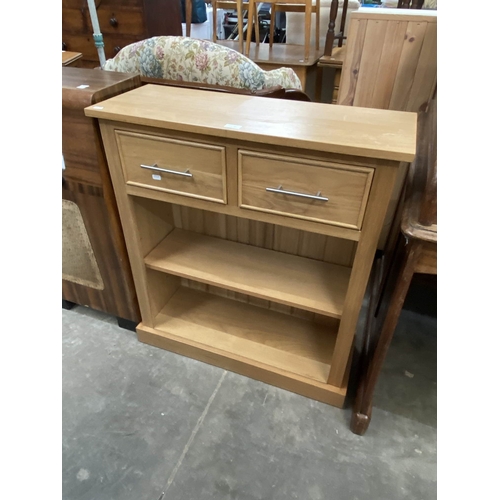 151 - Oak bookcase with two drawers 90H 82W 30D